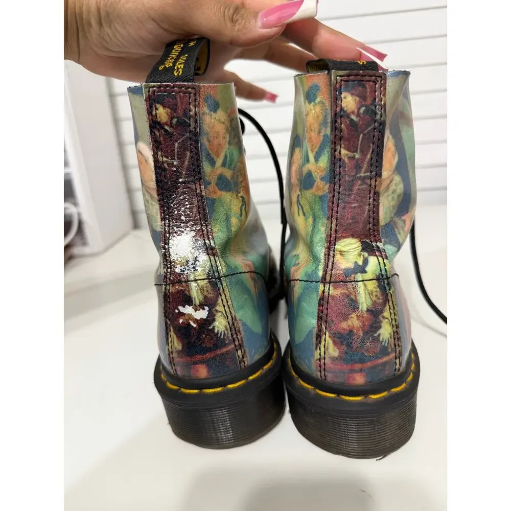 Rare Dr. Martens 1460 Pascal Hogarth Boots Men 8 Women 9 Museum Art